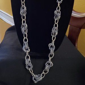 LOFT Silver Bead Cluster Necklace #1052